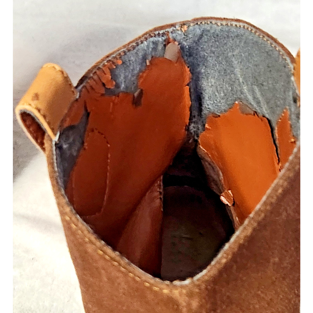 Lauren Ralph Lauren Devyn Leather Suede Heeled Ankle Boots Western Tan Brown 8B - Picture 9 of 9